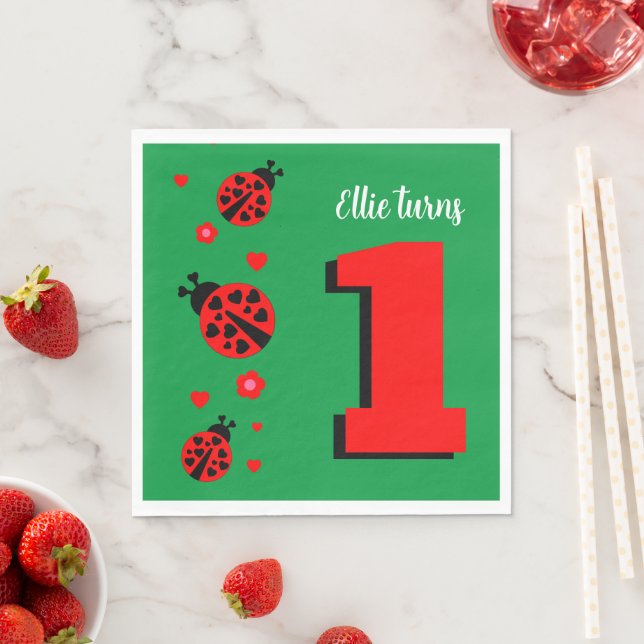 Serviette En Papier Papier Ladybug Cute Napkin (En situation)
