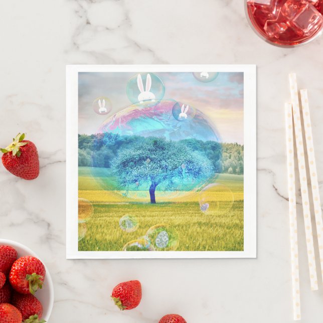 Serviette En Papier Papier lapin de Pâques Napkin (En situation)