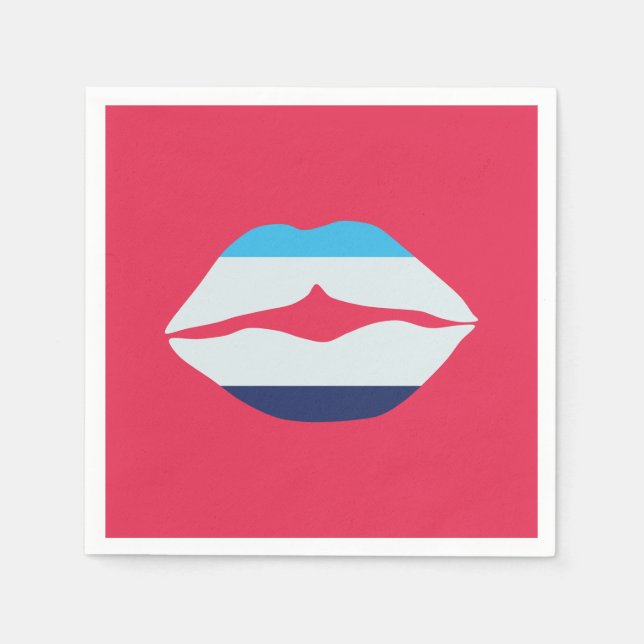 Serviette En Papier Papier Lips Burgundy Et Bleu (Devant)