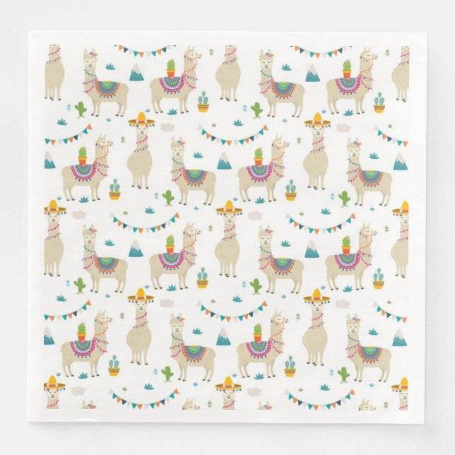 Serviette En Papier Papier - Llama Garden Party (Devant)