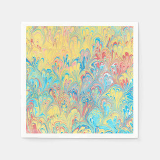 Serviette En Papier Papier marbré en plumes de paon florentin serviett