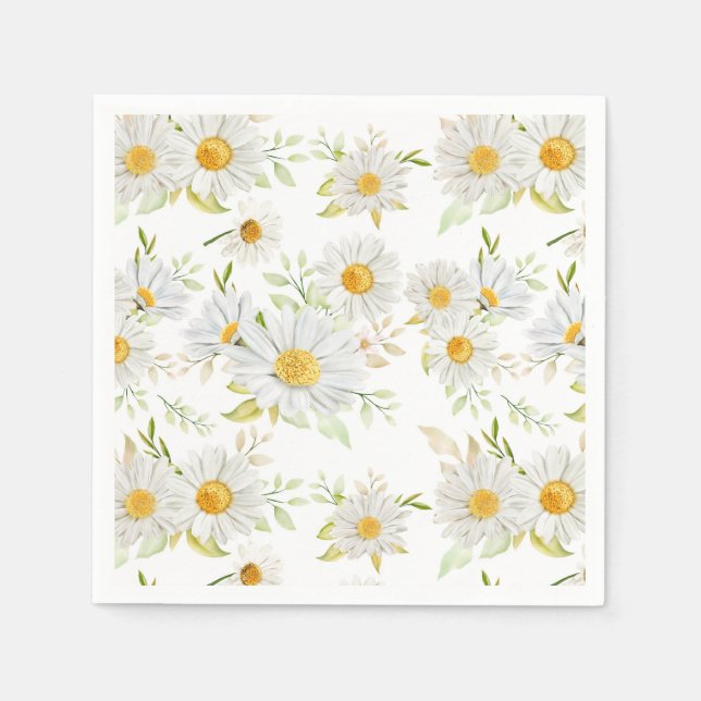 Serviette En Papier Papier Marguerites (Devant)