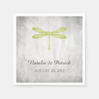 Papier Mariage à libellules vertes