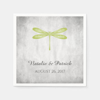 Serviette En Papier Papier Mariage à libellules vertes