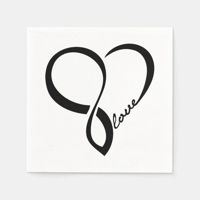 Serviette En Papier Papier Mariage Black Love Heart (Devant)