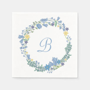 Serviette En Papier Papier Mariage bleu cloches florales serviettes