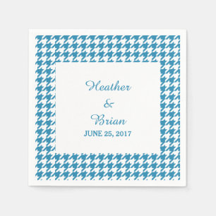 Serviette En Papier Papier Mariage bleu Houndstooth