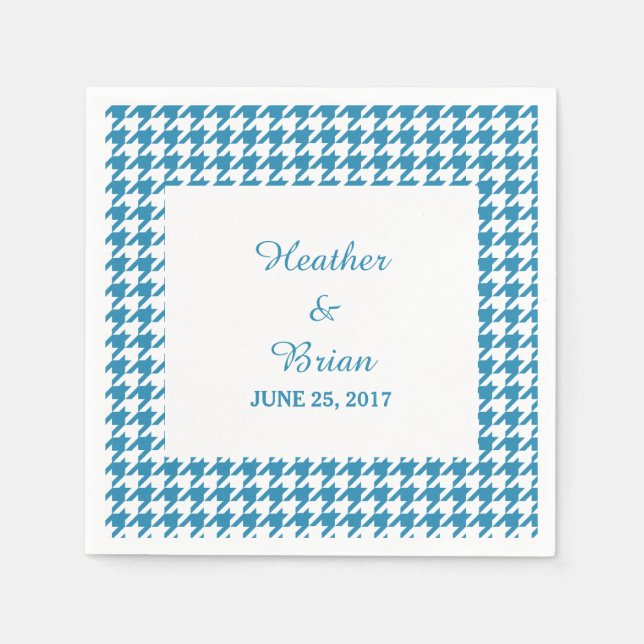 Serviette En Papier Papier Mariage bleu Houndstooth (Devant)