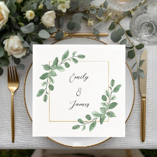 Serviette En Papier Papier Mariage Botanique Vert