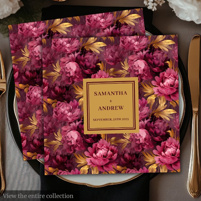 Serviette En Papier Papier Mariage Burgundy Broussaud élégant (Stylish Burgundy Blush Gold Wedding Paper Napkins)