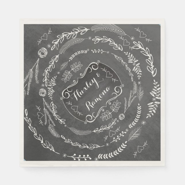 Serviette En Papier Papier Mariage Chalkboard personnalisé (Devant)