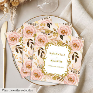 Serviette En Papier Papier Mariage classique Blush Gold