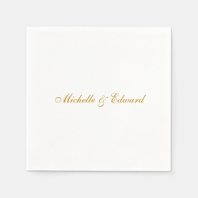 Serviette En Papier Papier Mariage classique simple en or (Devant)