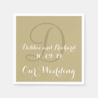 Serviette En Papier Papier Mariage couleur Gras Monogram Ecru