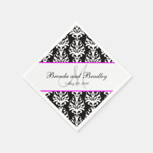 Serviette En Papier Papier Mariage Damask Rose noir