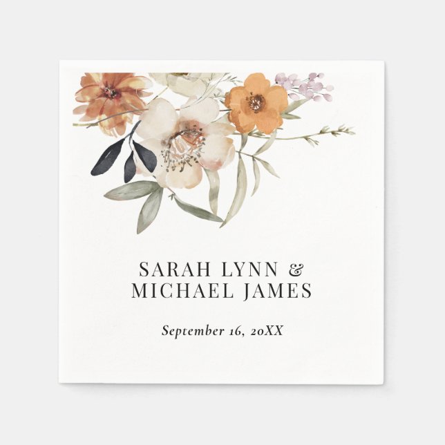 Serviette En Papier Papier Mariage de automne fleur sauvage Napkin (Devant)