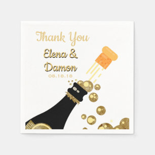 Serviette En Papier Papier Mariage de bulles de champagne d'or