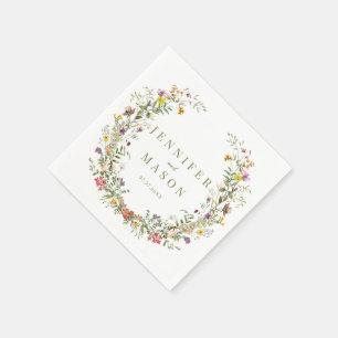 Serviette En Papier Papier mariage de fleur sauvage de prairie coloré