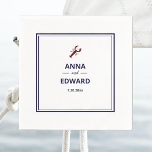 Serviette En Papier Papier Mariage de homard rouge nautique Napkin