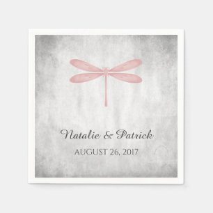 Serviette En Papier Papier Mariage de libellules roses