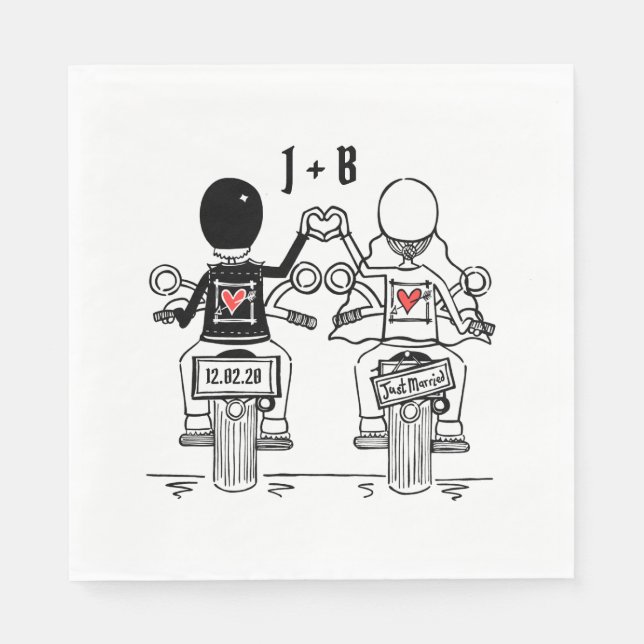 Serviette En Papier Papier Mariage de moto de moto personnalisé Napkin (Devant)