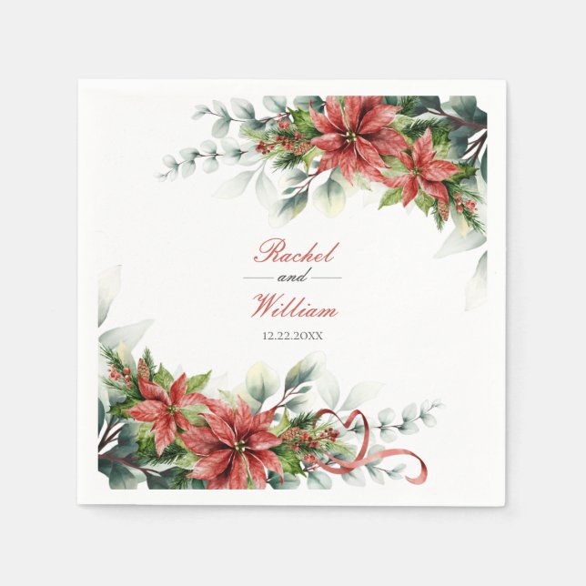 Serviette En Papier Papier Mariage de vacances Poinsettia (Devant)