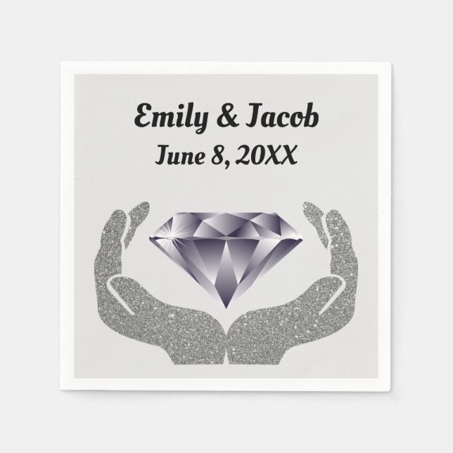 Serviette En Papier Papier Mariage Diamond Hands Napkin (Devant)