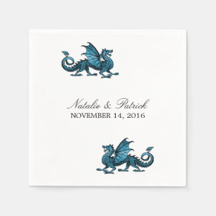 Serviette En Papier Papier Mariage Dragon Bleu