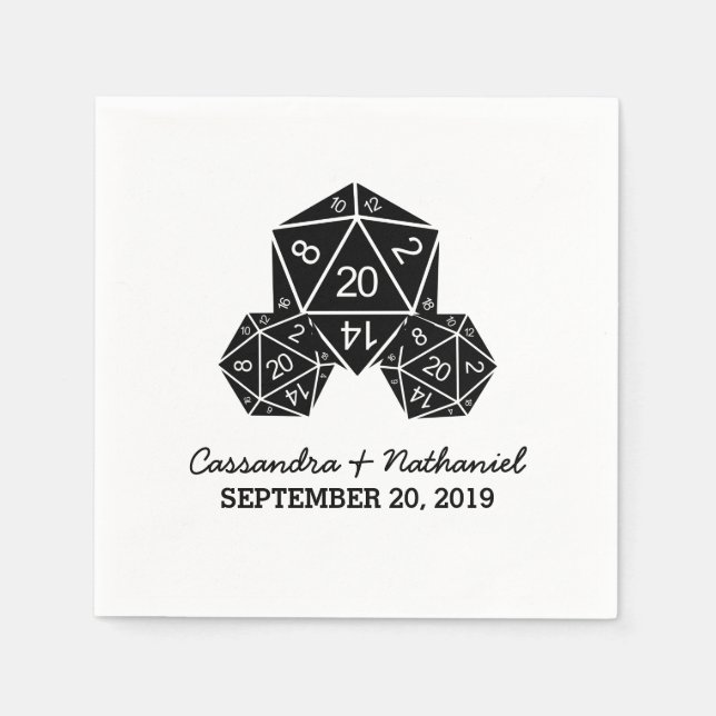 Serviette En Papier Papier Mariage Ebony D20 dés (Devant)