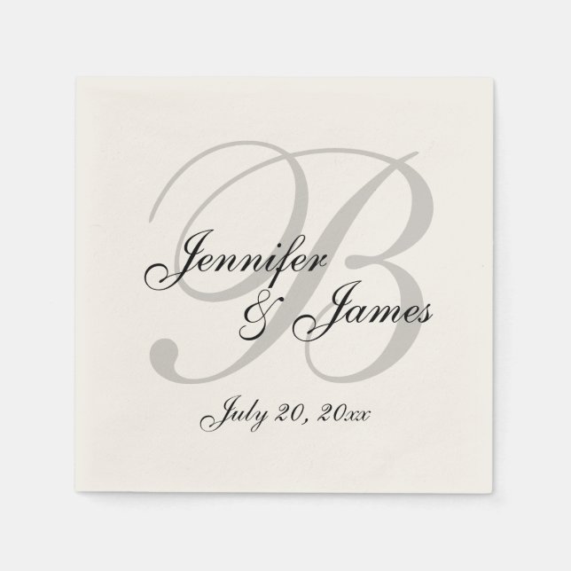 Serviette En Papier Papier Mariage Ecru classique Napkin (Devant)