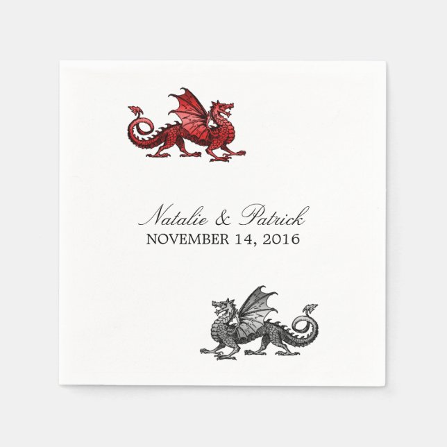 Serviette En Papier Papier Mariage en argent rouge (Devant)
