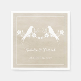 Serviette En Papier Papier Mariage en fleurs Beige Lovebird