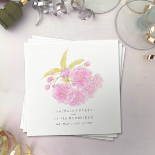 Serviette En Papier Papier mariage en fleurs de cerisier rose
