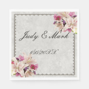 Serviette En Papier Papier Mariage en marbre blanc Lily