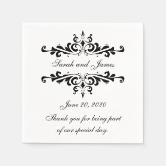 Serviette En Papier Papier Mariage en Merci de noir Napkin