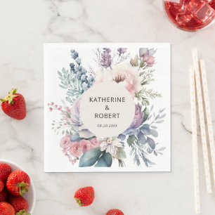 Serviette En Papier Papier Mariage floral Pastel Garden