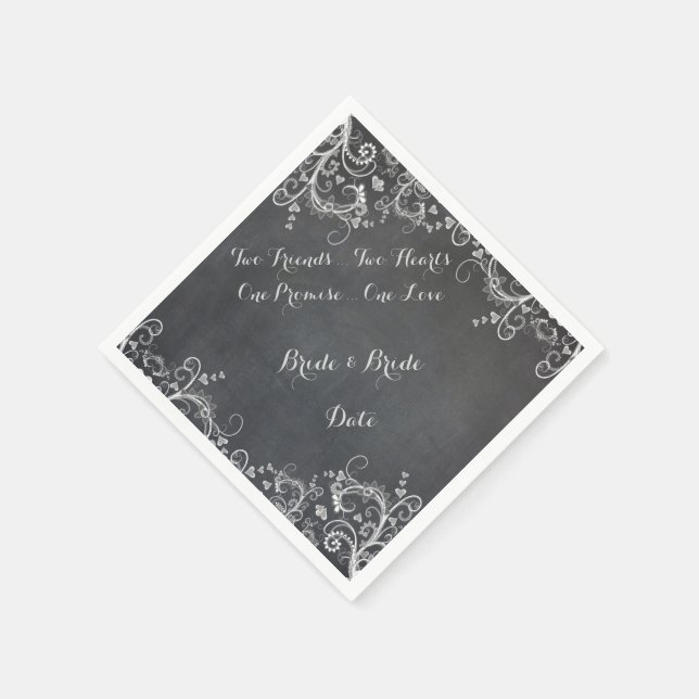 Serviette En Papier Papier Mariage Gay Chalkboard Design (Coin)