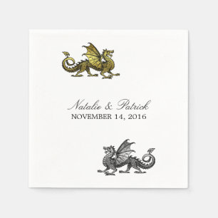 Serviette En Papier Papier Mariage Gold Silver Dragon