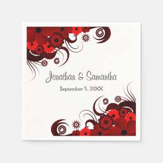 Serviette En Papier Papier Mariage gothique rouge et blanc