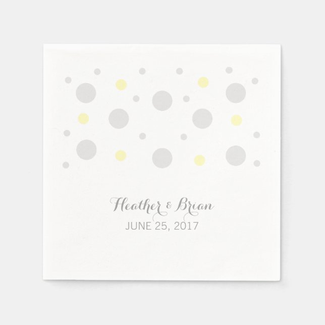 Serviette En Papier Papier Mariage gris-jaune Confetti (Devant)