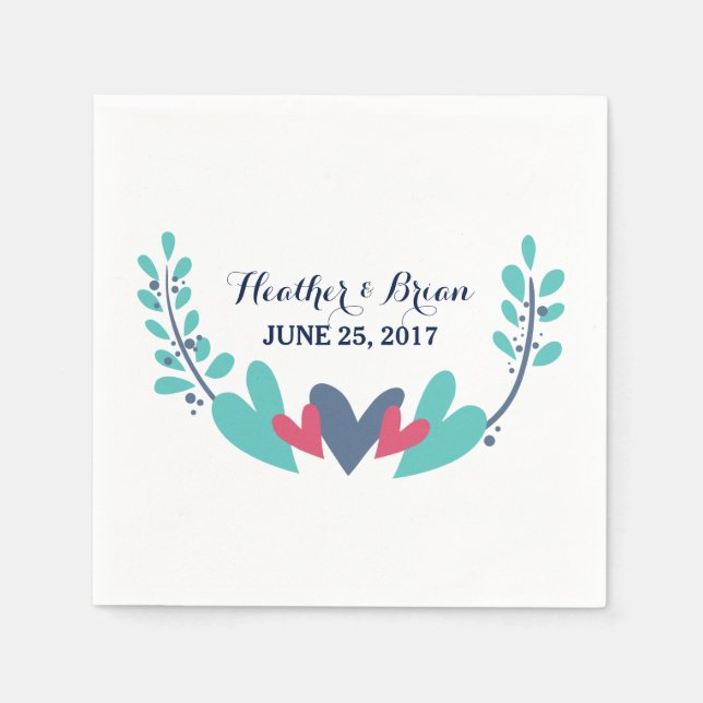 Serviette En Papier Papier Mariage Hearts and Vines (Devant)