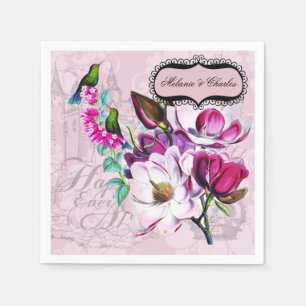 Serviette En Papier Papier Mariage Hummingbirds Magnolias