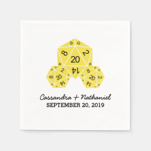 Serviette En Papier Papier Mariage Jaune D20 dés