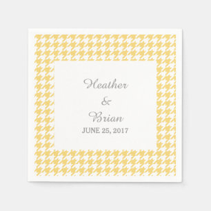 Serviette En Papier Papier Mariage Jaune Houndstooth