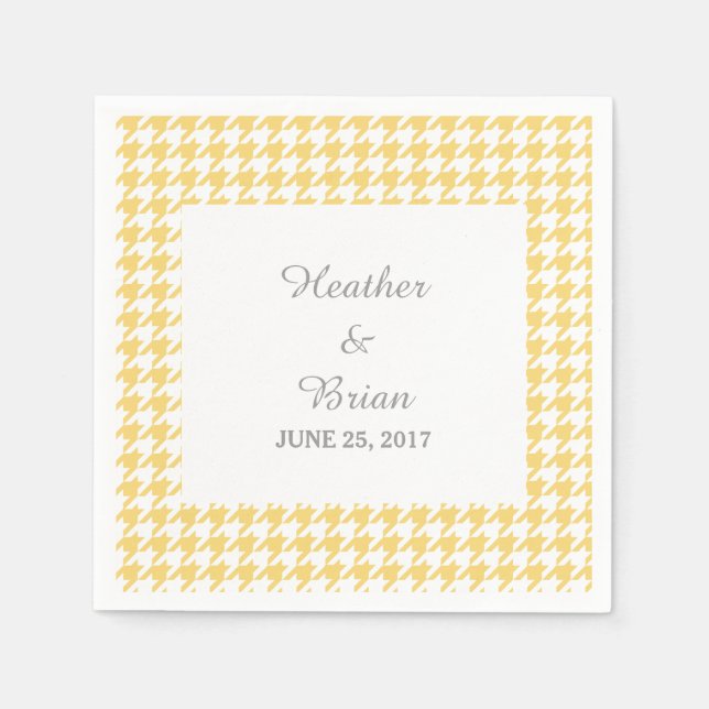 Serviette En Papier Papier Mariage Jaune Houndstooth (Devant)