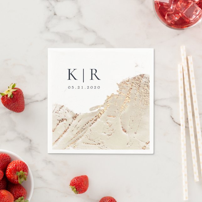 Serviette En Papier Papier Mariage moderne or texturé serviettes (En situation)