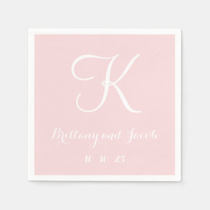 Serviette En Papier Papier Mariage Monogram Pale Rose