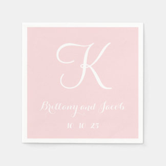 Serviette En Papier Papier Mariage Monogram Pale Rose