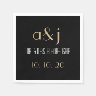 Serviette En Papier Papier Mariage Monogramme Art Déco