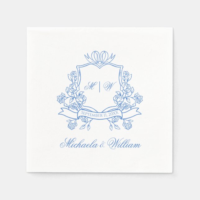 Serviette En Papier Papier Mariage Monogramme vintage (Devant)